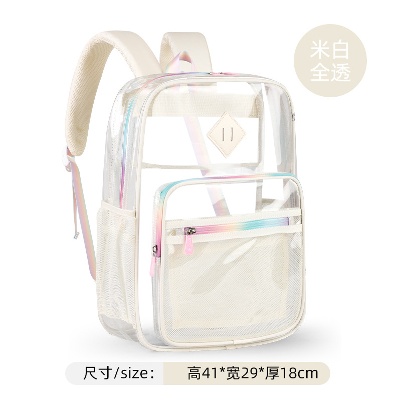 Mochila transparente transfronteriza, mochila escolar de PVC impermeable, estudiantes de escuela primaria, estudiantes de secundaria, escuela secundaria, fábrica de Shaodong al por mayor