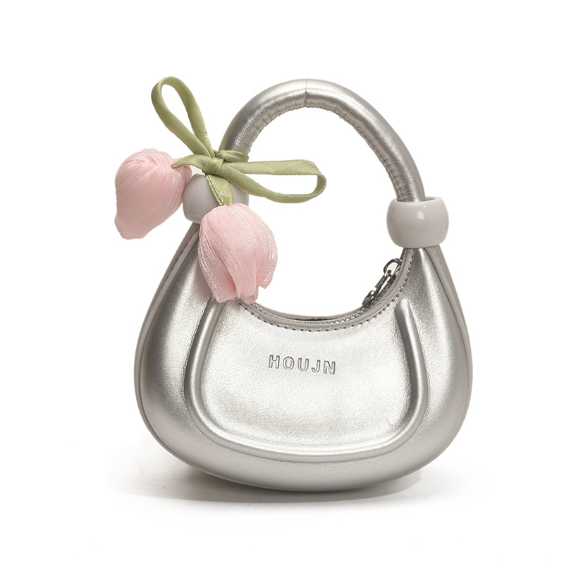 Bolsas para niños en línea rojo y azul Tulipan bolsas de media luna portátiles para hombres y mujeres simple color sólido mini bolso de hombro para bebés