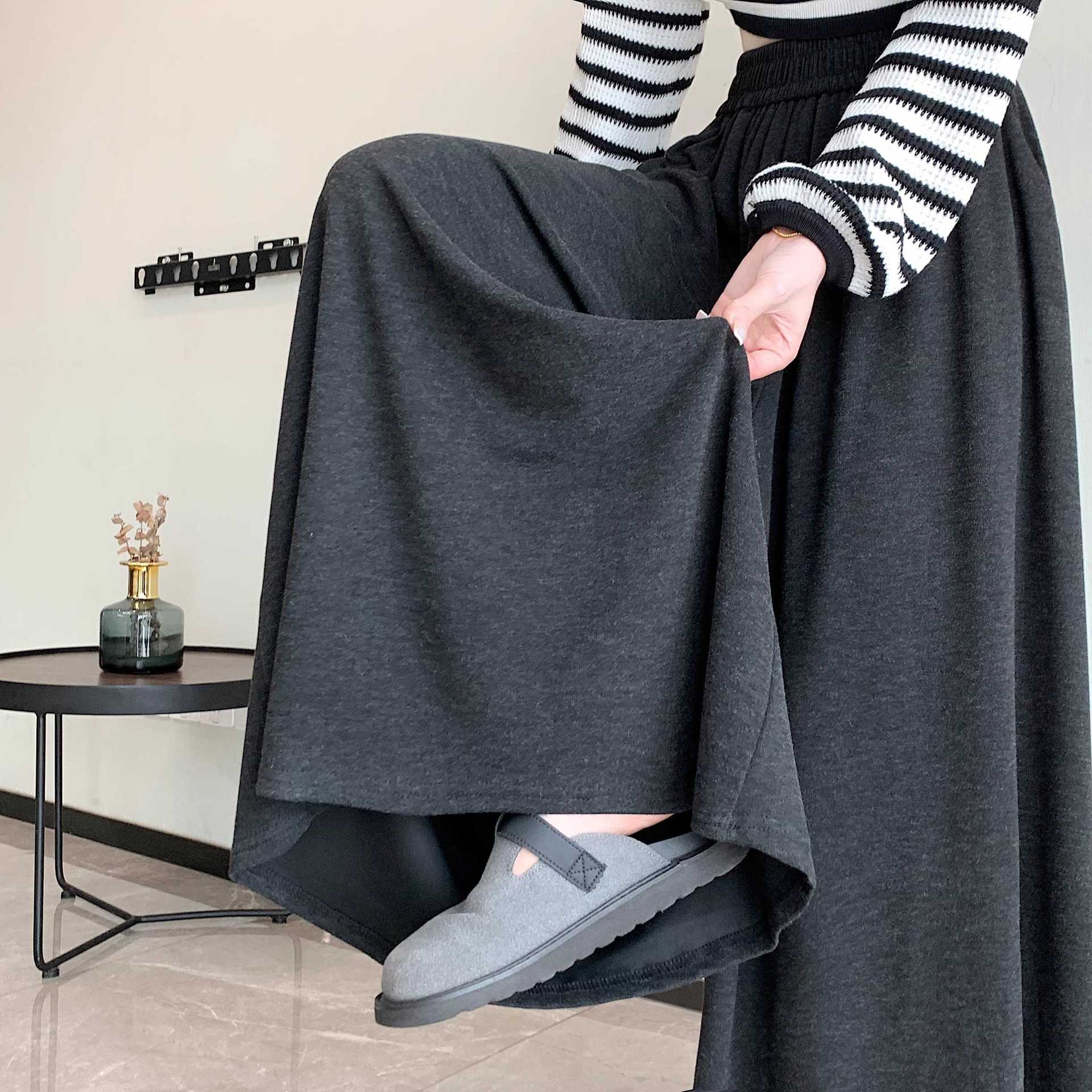 2026 Spring New Style Women's High-Waisted Loose Slimming Wide-Leg Pants with Draping Effect, Casual Floor-Length Trousers