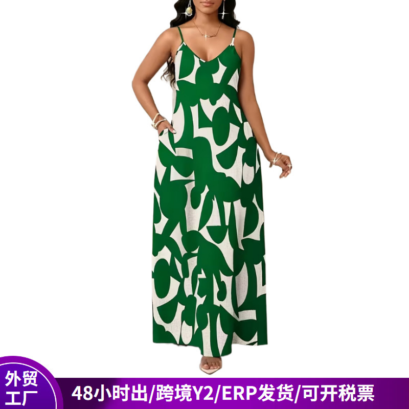 Cross-Border European and American Sexy Spaghetti Strap Dress with 3D Digital Print, Fashionable and Elegant Women's Clothing, One-Piece Dress for Women Cross-Border European and American Sexy Spaghetti Strap Dress with 3D Digital Print, Fashionable and Elegant Women's Clothing, One-Piece Dress for Women