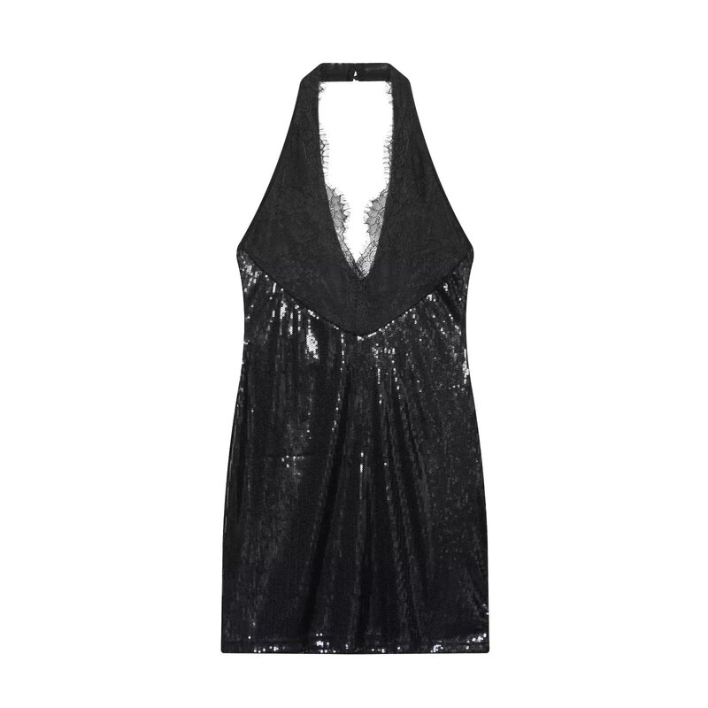Aliexpress 2025 Cross-Border European and American Women's Fashion Hot-Selling Sequin Halter Neck Dress Q2-25680 Aliexpress 2025 Cross-Border European and American Women's Fashion Hot-Selling Sequin Halter Neck Dress Q2-25680