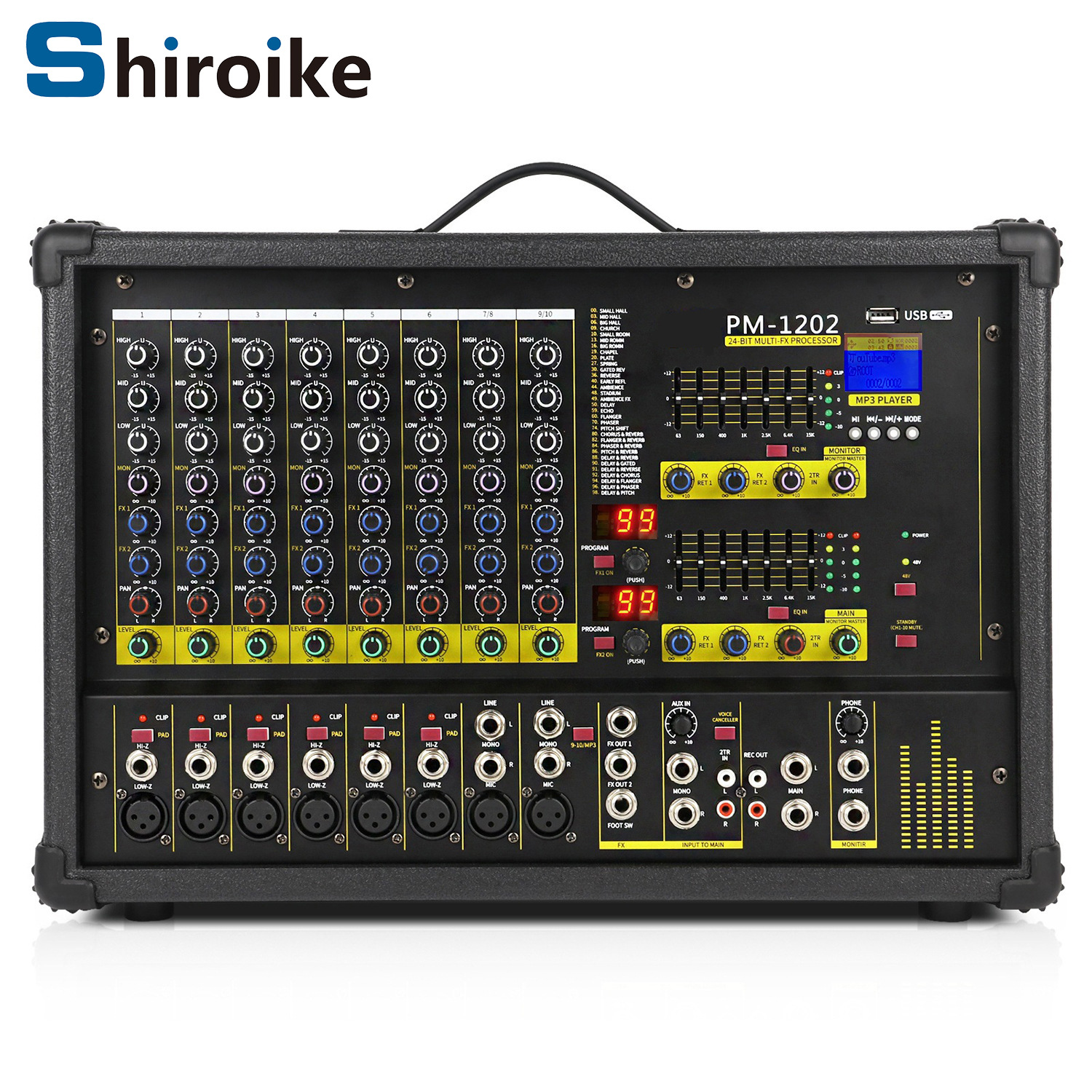 국경 간 전자 상거래 가정용 상업용 12 채널 믹서 전력 증폭기 블루투스 믹서 전원 증폭기 믹서 올인원 기계