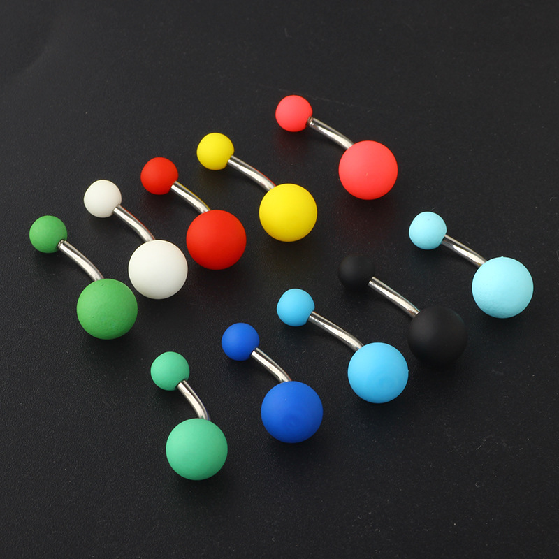 Frosted Solid Color Acrylic Belly Button Ring - Sunflower Style Multi-Color Pack detail image 9