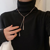 Sweater, demi-season brand metal chain, long necklace