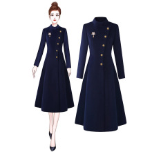 御姐风职业装羊毛呢子大衣气质收腰空姐教师工作服显瘦遮肉外套女