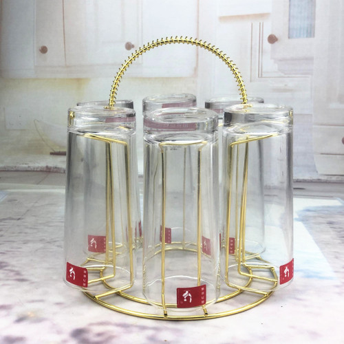 Simple kitchen cup storage rack golden water cup upside down rack iron wine glass rack drain manufacturer wholesale