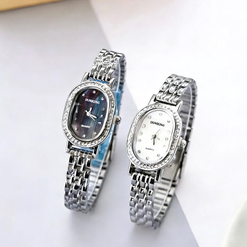 Shell Surface Oval-Shaped Diamond-Encrusted Steel Band Butterfly Buckle Watch Quartz Watch Women's Watch High-Value Cross-Border Wholesale Hot Item Shell Surface Oval-Shaped Diamond-Encrusted Steel Band Butterfly Buckle Watch Quartz Watch Women's Watch High-Value Cross-Border Wholesale Hot Item