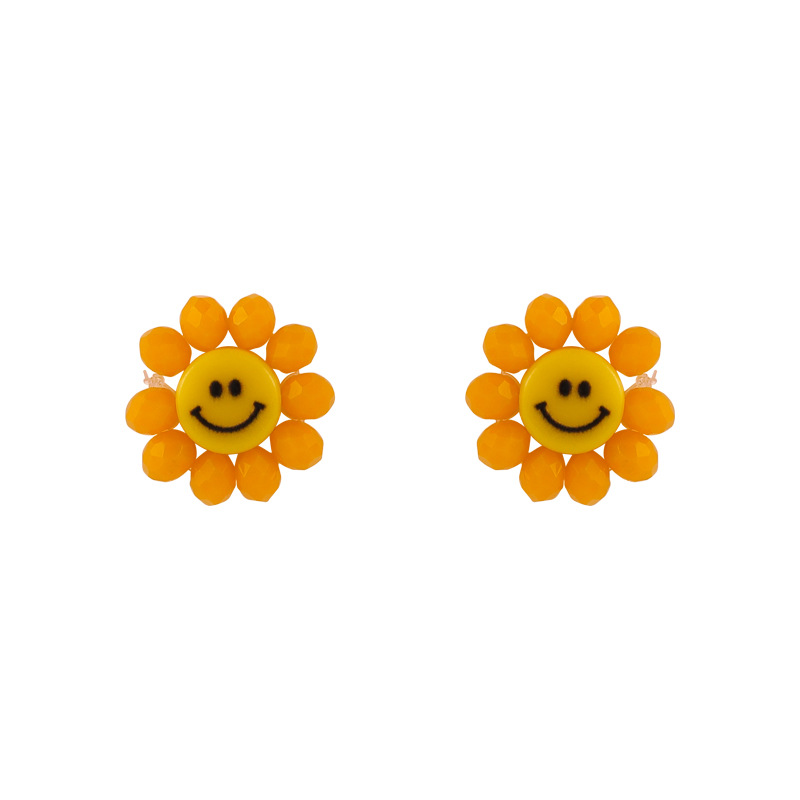 Exquisite Crystal Sun Flower Smiley Face Earrings display picture 2