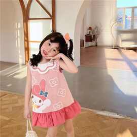 2026儿童女宝宝中小童夏季新卡通印花无袖背心裙凯蒂猫卡通连衣裙