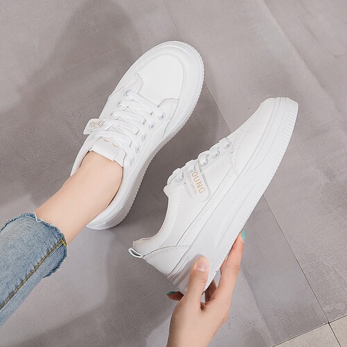 White shoes for women  spring new women's shoes versatile student thick-soled spring and autumn sneakers sports and casual white shoes QR03