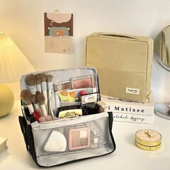 大容量学生鉛筆バッグ大開口旅行収納袋寮垂直化粧品袋オフィスデスク収納袋