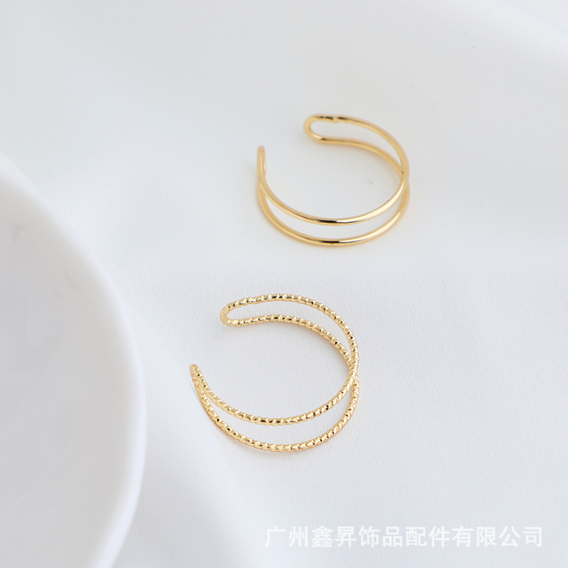 Batch of flower line 14K gold color retention double strand ring manual bead winding diy accessories smooth double ring ring ring