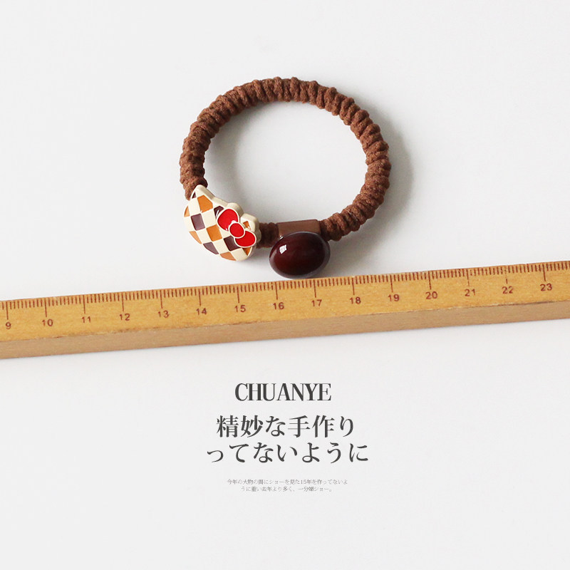 2026 French-Style Plaid Bow Tie Cat Head Small Hair Tie New Sweet and Cute High Elasticity Durable Hair Rope Hair Accessory