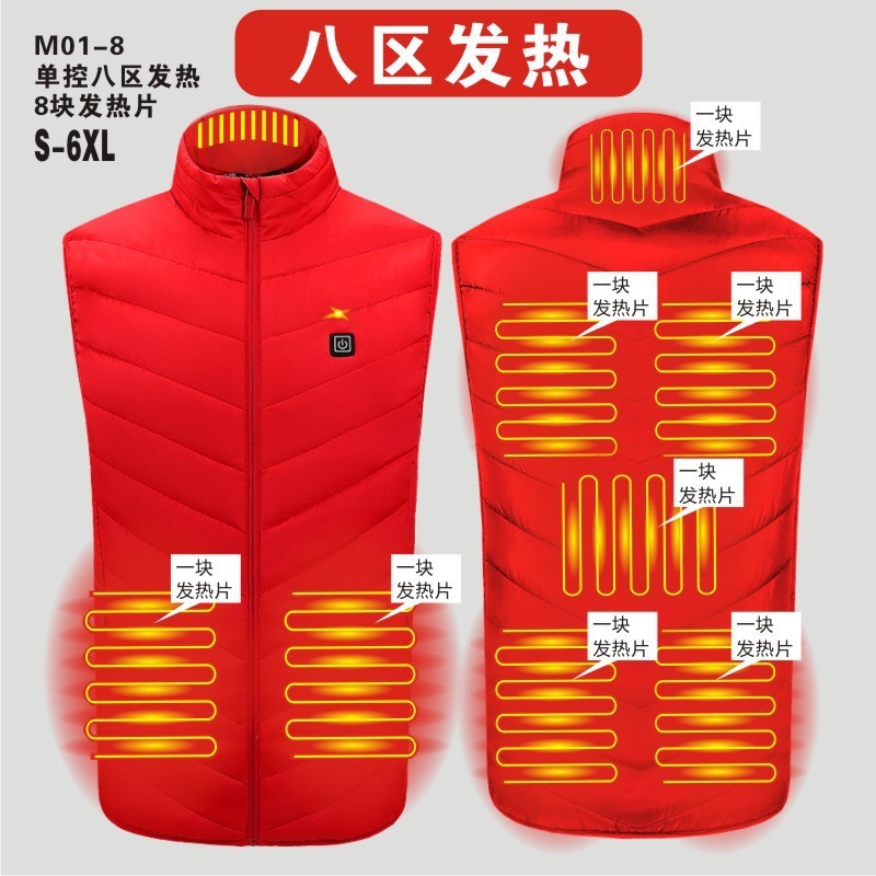 跨境爆款发热马甲冬季保暖发热服USB男女款加热背心智能电热外套|undefined