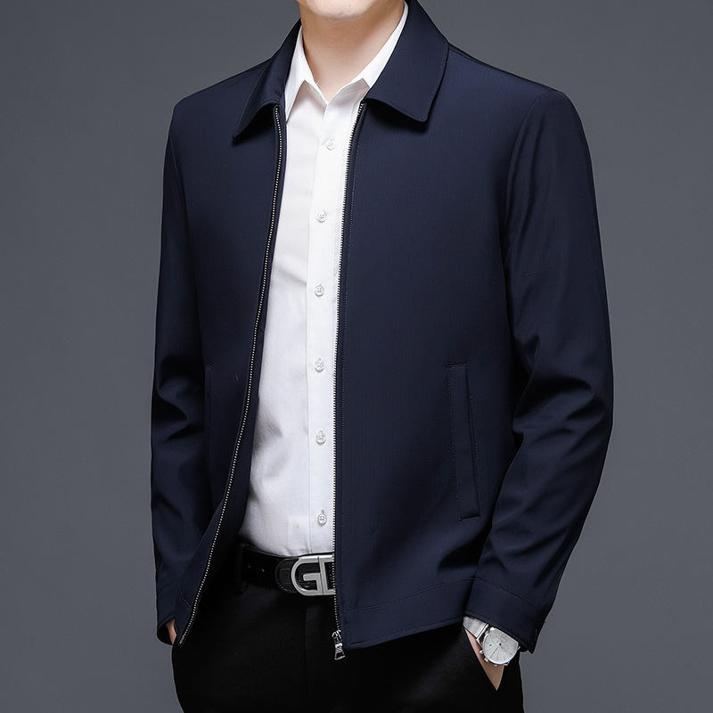 8821 Middle-Aged Men's Jacket, Spring and Autumn New Style, Business Casual Loose Fit Men's Turn-Down Collar Jacket, Dad's Clothing