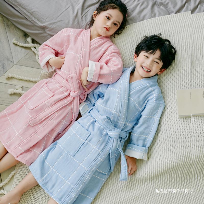 Nightgown Children's Quick-drying Bathrobe Big Children's Summer Thin Girls' Absorbent Gauze Bathrobe Boys Towel Bath Towel Wear