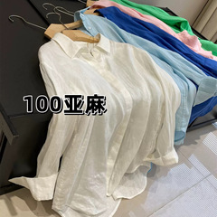 Xiao Hemu Giantと同じスタイル2996! 100リネンのゆったりとした通気性のあるリラックスしたルーズシルエットのカジュアルシャツ