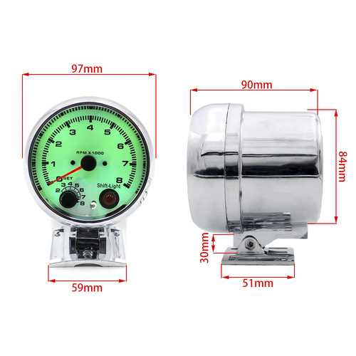 Car modified pointer tachometer 7 kinds of background lights 0~8000RPM suitable for 4/6/8 cylinder engines