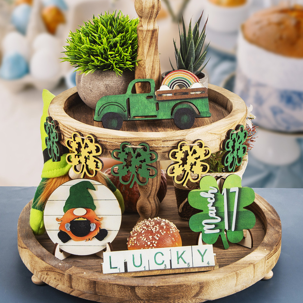 St. Patrick Easter Cute Four Leaf Clover Letter Carrot Wood Party Festival 1 Set display picture 2