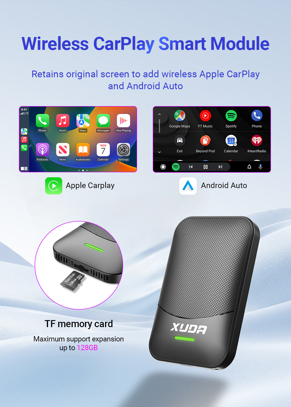 Xuda Wireless Carplay Is Suitable for Huawei Hicar Android System 4-in-1 Android Auto Adapter
