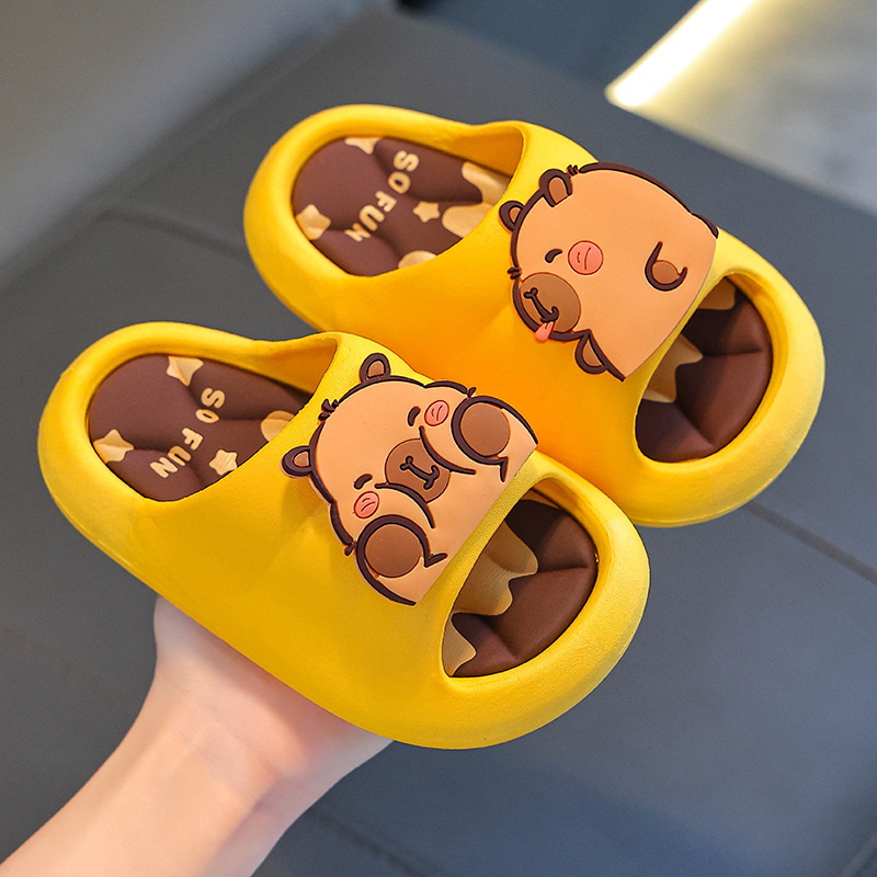 Capibara zapatillas para niños de verano anti-derrapatas con suela suave para niños de baño interior zapatillas de dibujos animados para casa