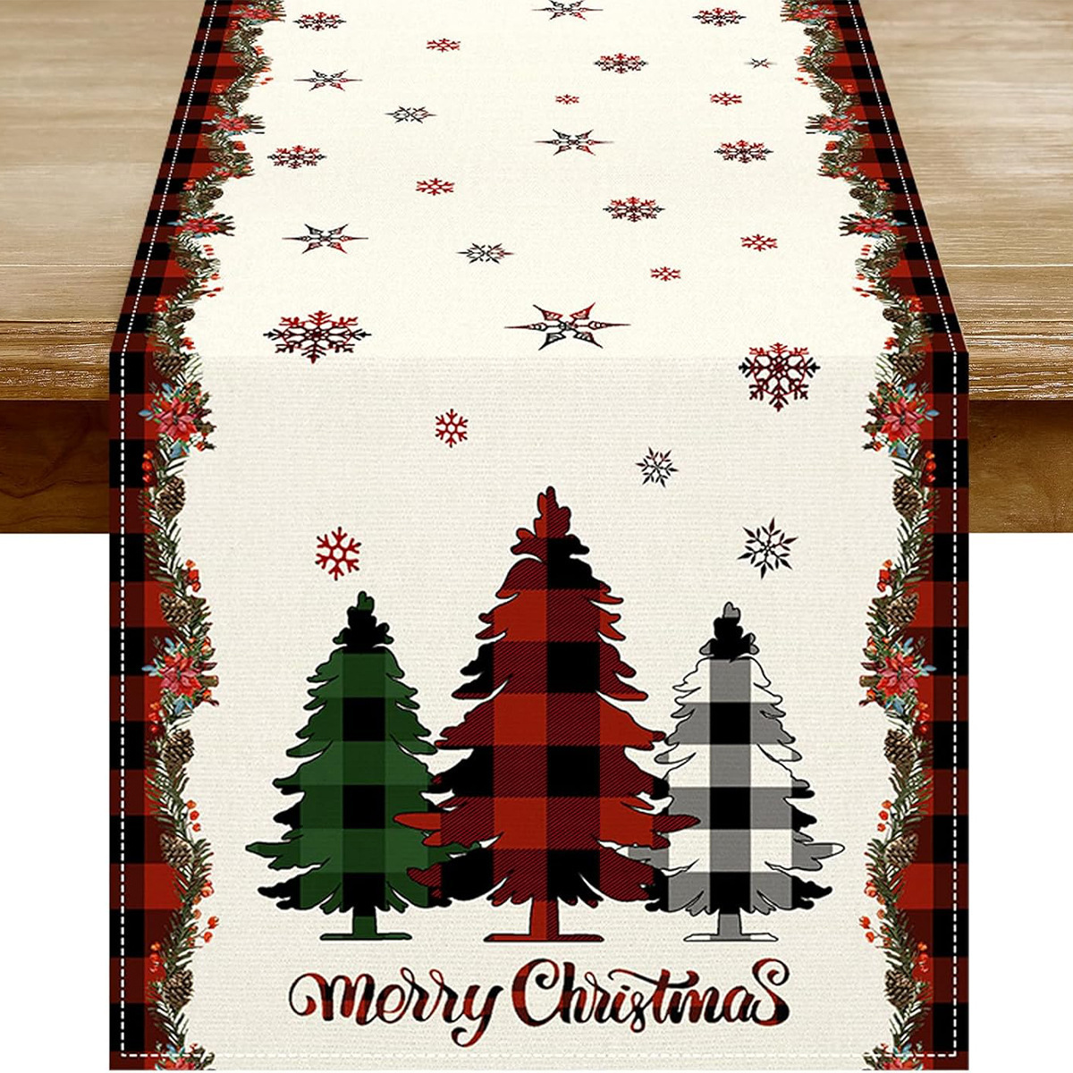 Amazon nueva bandera de mesa de Santa Claus blanca mesa de té de Navidad sala de estar dormitorio mesa de decoración de fondo