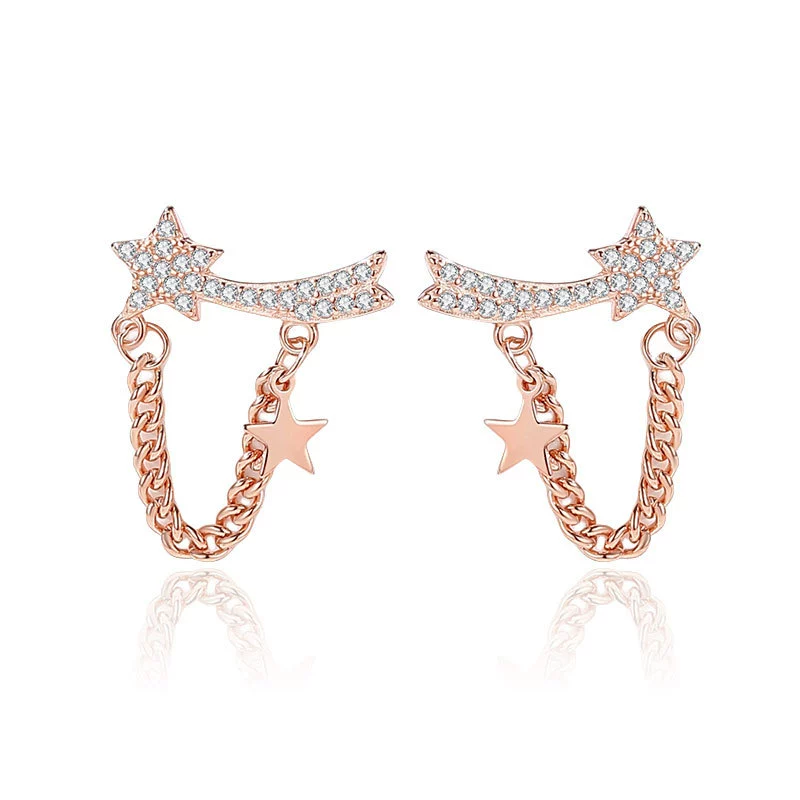 Fashionable earrings, chain, 925 sample silver, light luxury style, diamond encrusted, wholesale