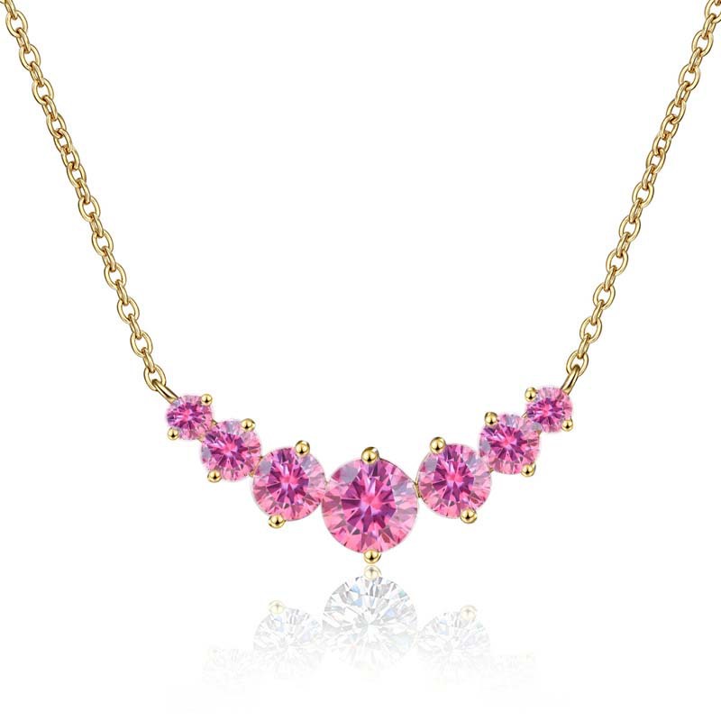 Collar de oro de plata esterlina s925 mujer sonrisa minimalista siete princesas collar de piedra de mosaico de color 2.8 quilates