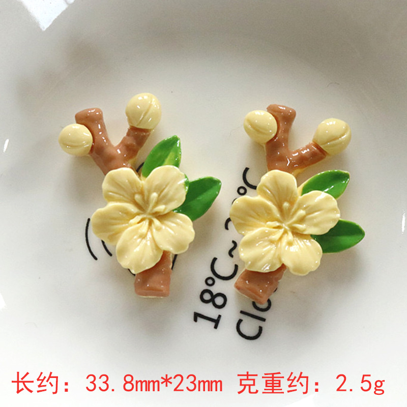 Nuevos accesorios de bricolaje de flor de durazno de resina rosa, zapatos con agujeros de pegamento de crema, fundas para teléfonos móviles, accesorios para el cabello, material de imán para refrigerador al por mayor