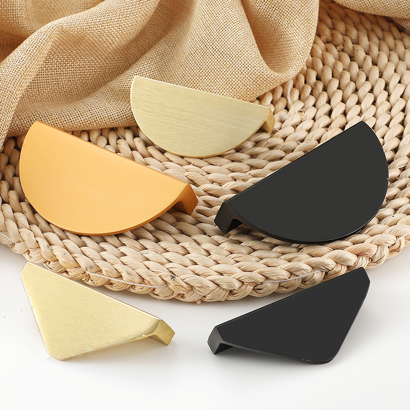 簡約半圓形拉手輕奢櫥櫃鞋櫃衣櫃門把手黑色圓形三角形家具拉手