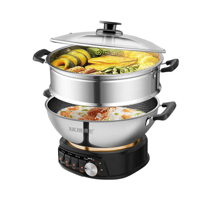 Wok eléctrico grabado, olla eléctrica antiadherente de panal, olla eléctrica multifuncional para el hogar, olla eléctrica integrada, fábrica de olla caliente image 5