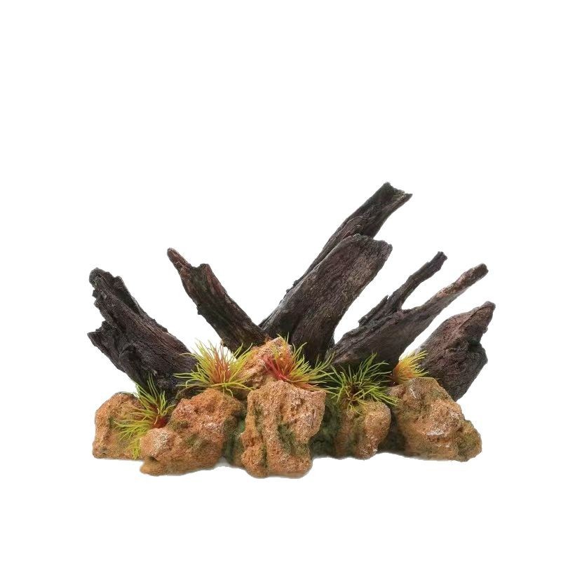 Simulación de paisajismo de pecera Madera muerta Adornos de madera hundida Puente de arco de teca púrpura natural Planta acuática Yimu Chengjing Factory