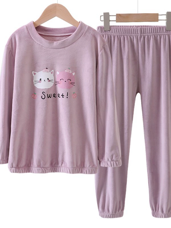 Pijama, fleece set, cartoon demi-season uniform, autumn, for teenagers