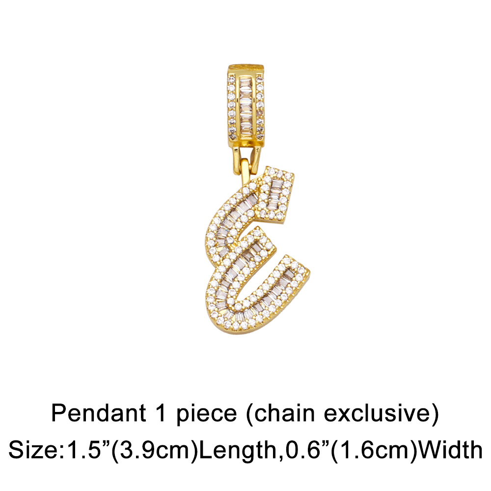 15g Weight 18K Gold Plated Plating Material Necklace Classification Wedding Occasion Copper Material Geometric, Letter Pattern Unisex Gender Fashion Style Fashion Zircon Letter Hip Hop Men's And Women's Copper Necklace 4