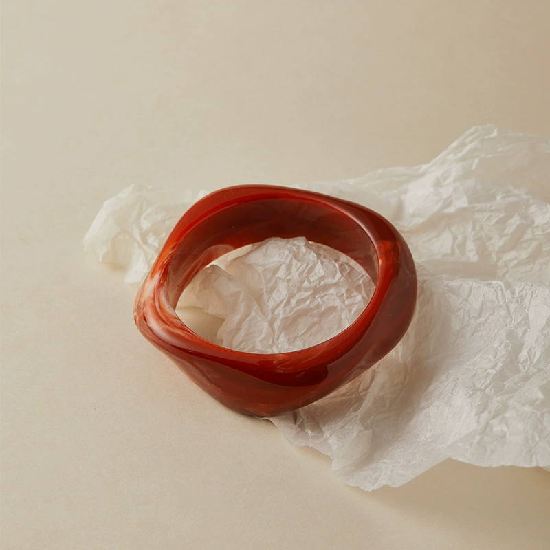 Acrylic Bracelet, Retro Geometric Big Bangle, European Style, marbled pattern (random)