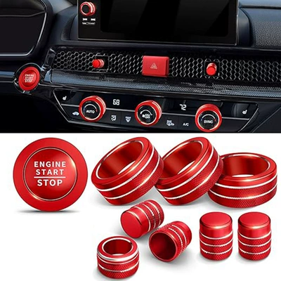 Suitable for Honda 11th generation Civic air conditioning knob ring 23 Haoying CRV-shaped air outlet decorative ring (Other Automotive Interior Supplies) - section-b-air-conditioning-outlet-navigation-start-red-10-piece-set
