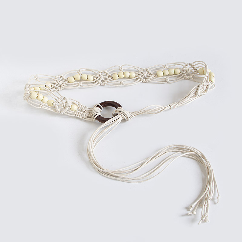 米色4颗珠子腰绳1