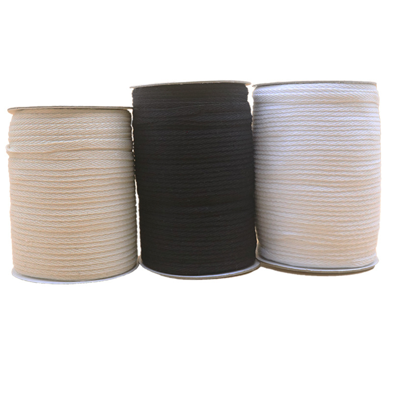 Cinta de espiga de algodón y poliéster blanco puro del fabricante para el cuello trasero de prendas, cinta de algodón para embalaje con ribete de espiga de algodón simple y doble.