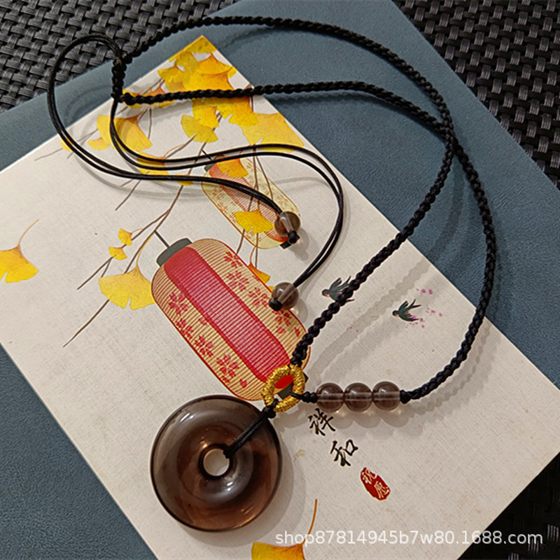 산생 III 얼음 흑요석 안전 버클 목걸이 (직경 약 29mm)