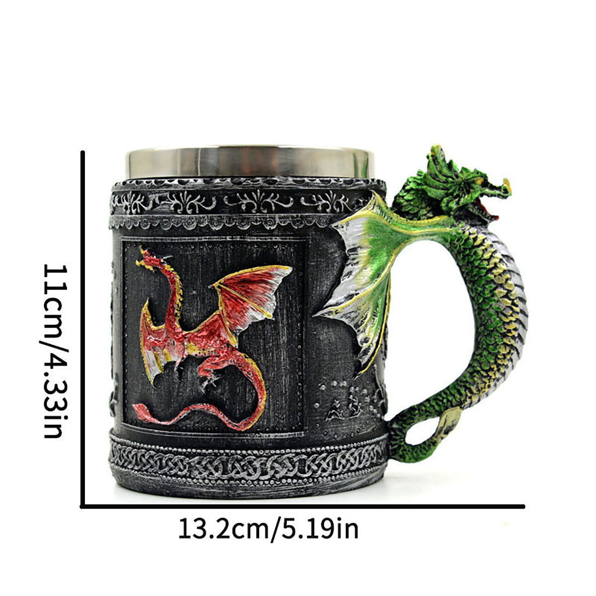 Dragón creativo transfronterizo personalidad retro taza de acero inoxidable taza de beber grifo vaso de cerveza