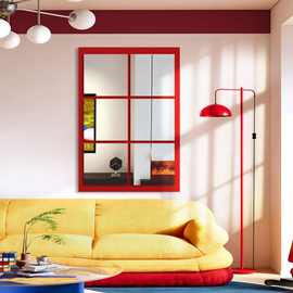 多巴胺镜子装饰画视觉延伸壁画红蓝色民宿奶茶店咖啡挂画多巴胺风