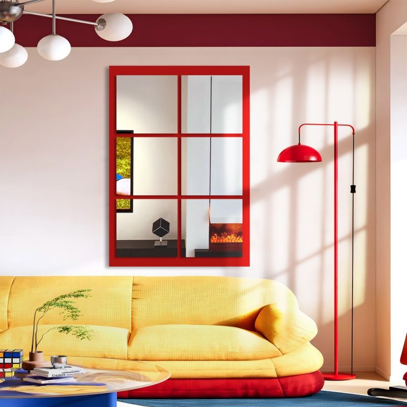 Dopamine Mirror Decorative Painting Visual Extension Mural Red and Blue Homestay Milk Tea Shop Coffee Hanging Painting Dopamine Style