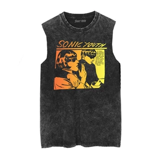 SONIC YOUTH音速青年朋克做旧水洗复古蜡染复古oversize无袖T恤