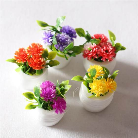 Dollhouse Dollhouse mini simulation colorful floral plant pot with miniature model micro landscape ornaments