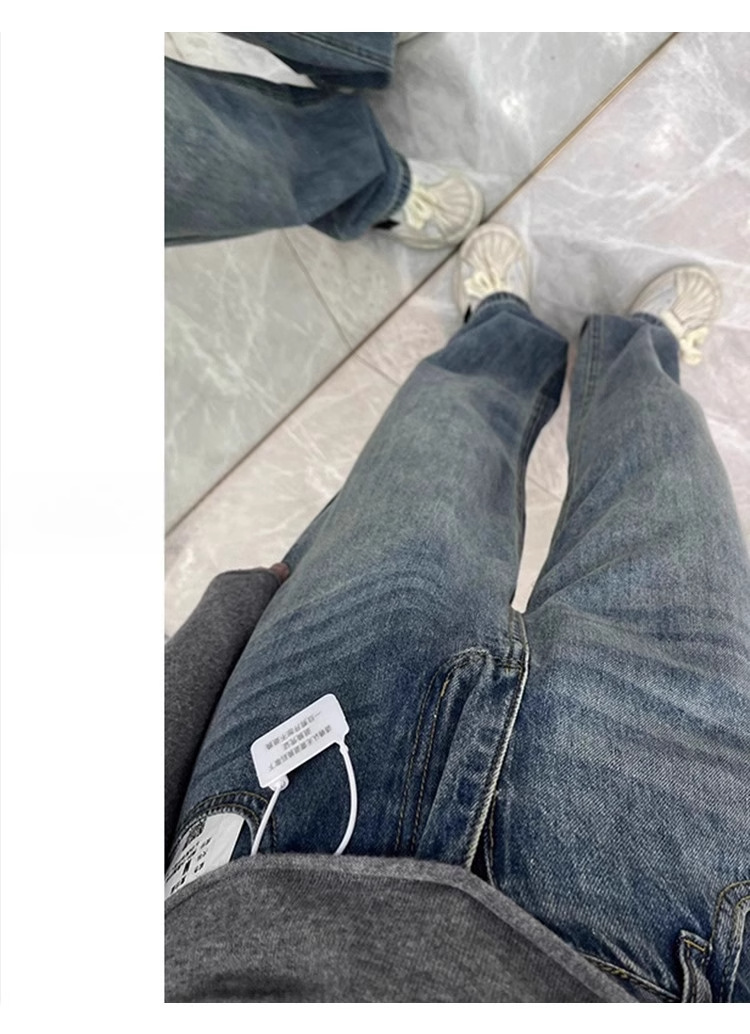 Dam jeans hög midja vida ben rak passform höst blå_voghion.com