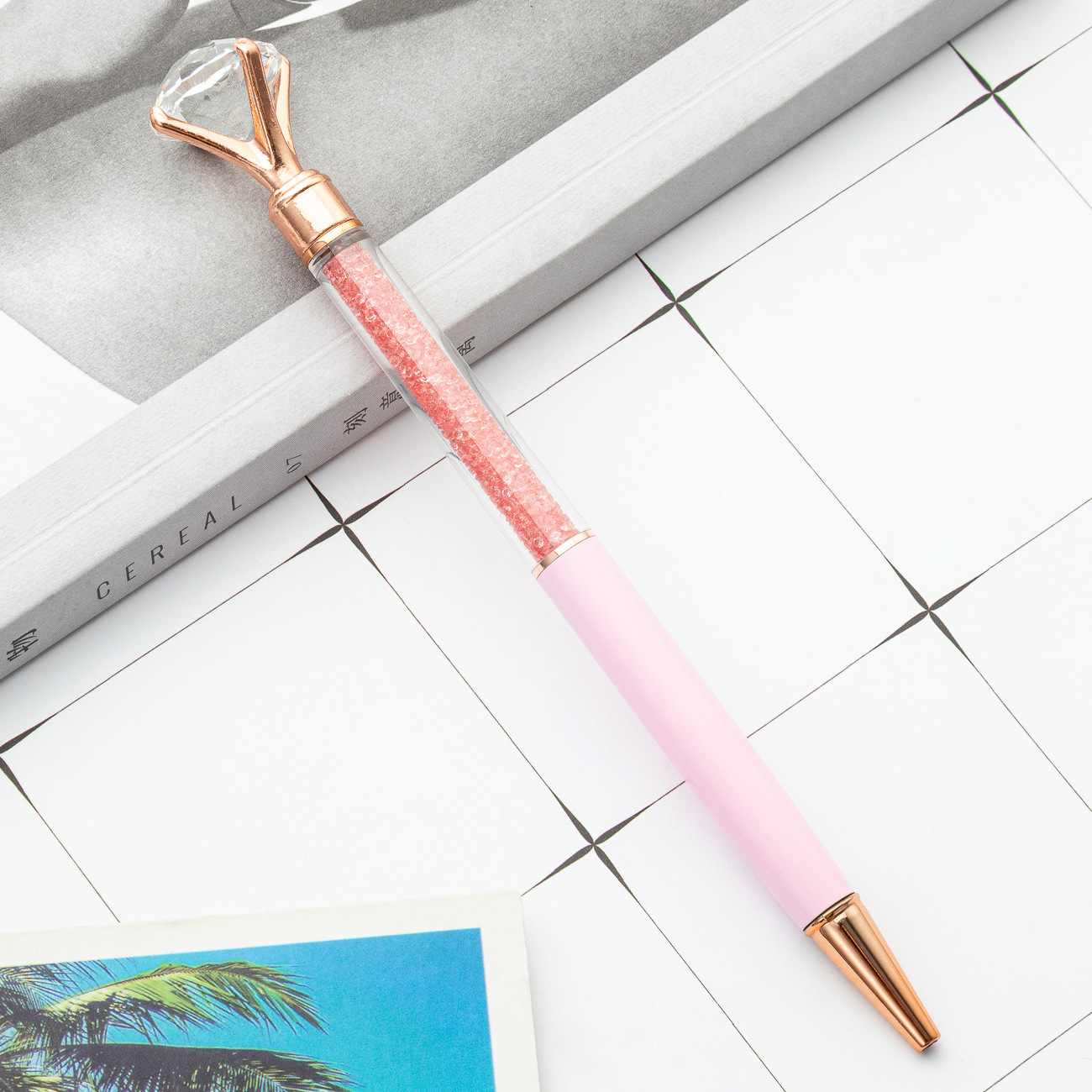 Bolígrafo de diamante de cristal grande con diamantes rotos bolígrafo coreano bonito bolígrafo de regalo de metal para chicas de alto valor