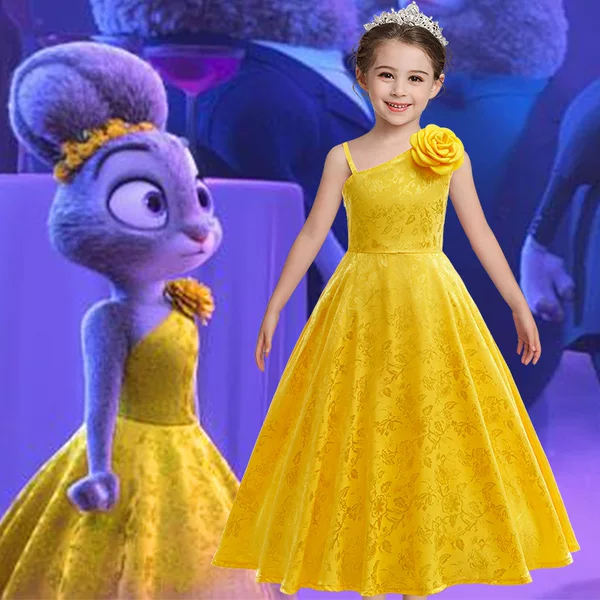 2025 Zootopia 2 Judy Dress Yellow Dress Halloween Cosplay Party Evening Dress