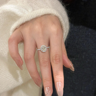 925 sterling silver diamond pigeon egg ring for women ins fashion niche design index finger diamond ring simple internet celebrity hand jewelry