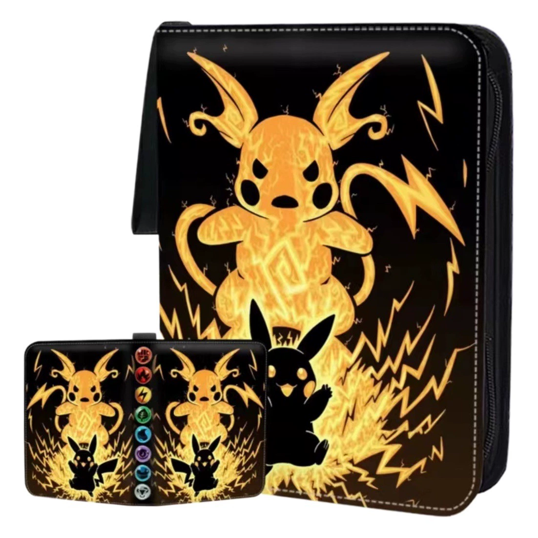 Альбом для коллекции карт Pokémon, альбом для карт Pokémon с четырьмя сетками, альбом для коллекции кожаных молний с 9 сетками