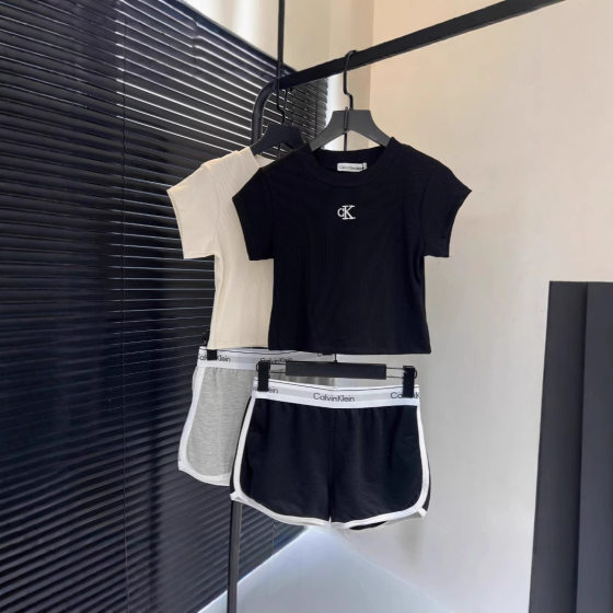 CK Short Thread Embroidered LOGO Slim-fit Short-sleeved T-shirt Internet Hot Pants Pajama Pants Home Casual Sports Shorts